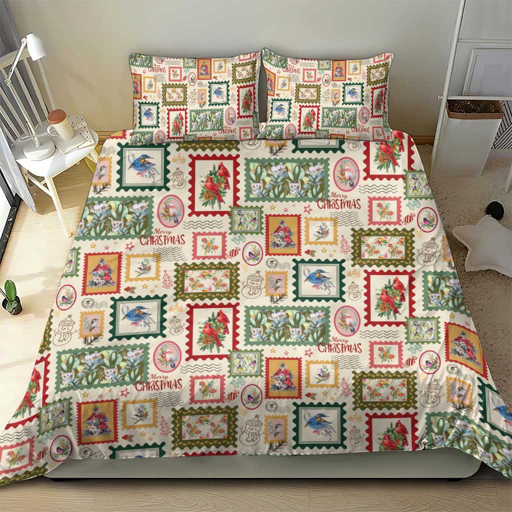 Aussie Birds Christmas La La Land Bedding Set Beige Vintage Stamp Edition - Aussie Hoodie