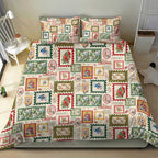 Aussie Birds Christmas La La Land Bedding Set Beige Vintage Stamp Edition - Aussie Hoodie