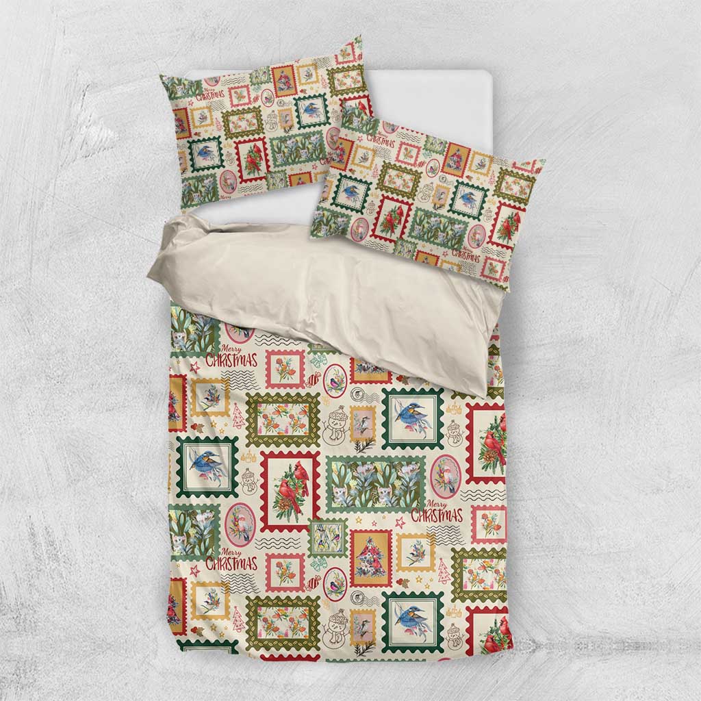 Aussie Birds Christmas La La Land Bedding Set Beige Vintage Stamp Edition - Aussie Hoodie