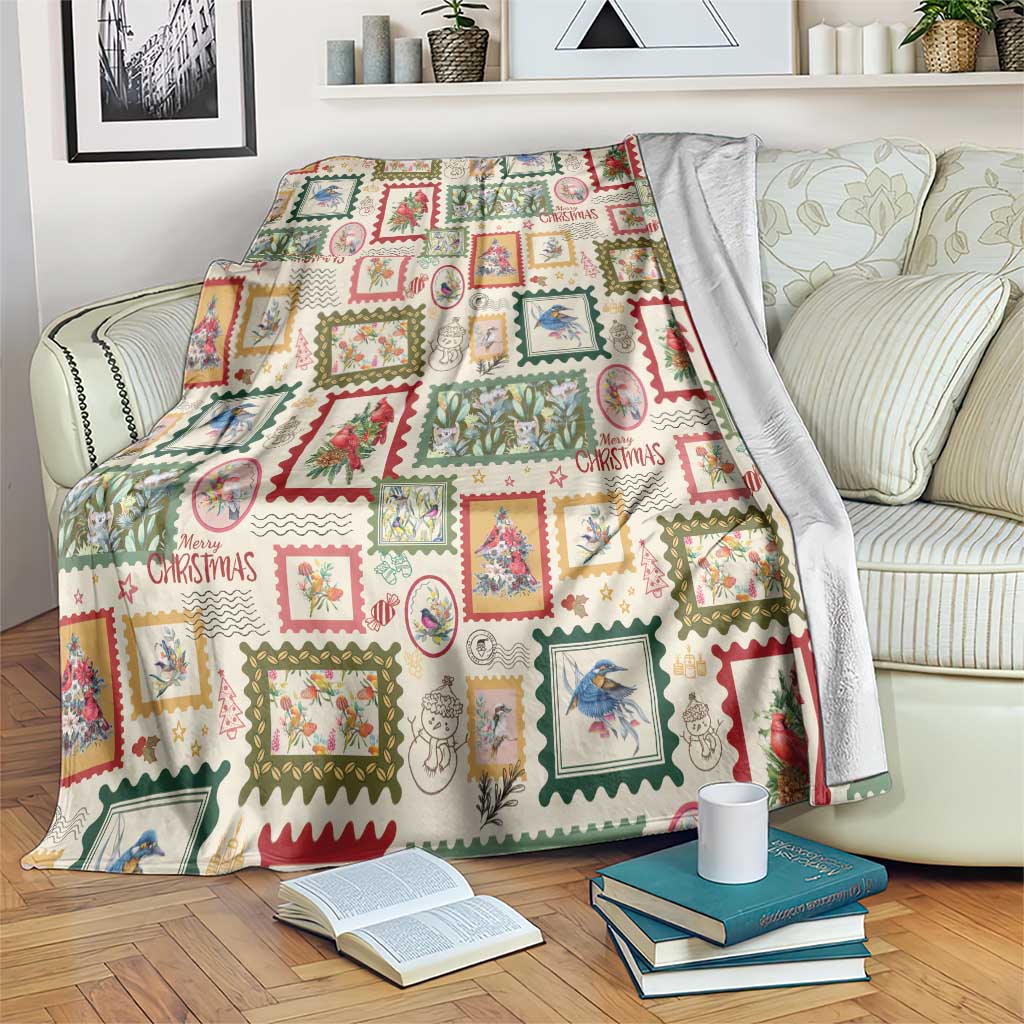 Aussie Birds Christmas La La Land Blanket Beige Vintage Stamp Edition - Aussie Hoodie