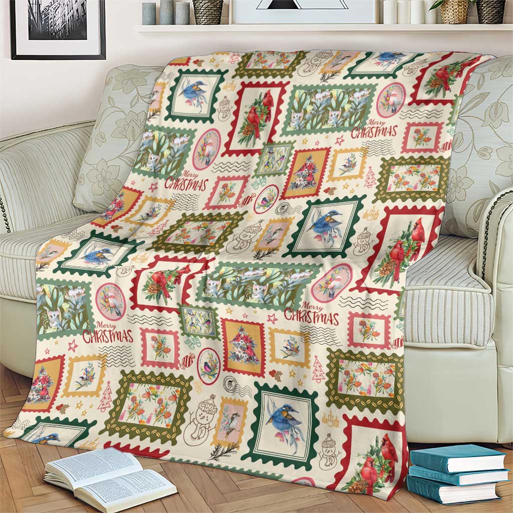 Aussie Birds Christmas La La Land Blanket Beige Vintage Stamp Edition - Aussie Hoodie