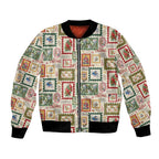 Aussie Birds Christmas La La Land Bomber Jacket Beige Vintage Stamp Edition - Aussie Hoodie