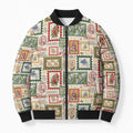 Aussie Birds Christmas La La Land Bomber Puffer Jacket Beige Vintage Stamp Edition - Aussie Hoodie