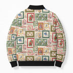 Aussie Birds Christmas La La Land Bomber Puffer Jacket Beige Vintage Stamp Edition - Aussie Hoodie