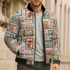 Aussie Birds Christmas La La Land Bomber Puffer Jacket Beige Vintage Stamp Edition - Aussie Hoodie