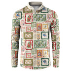 Aussie Birds Christmas La La Land Button Sweatshirt Beige Vintage Stamp Edition - Aussie Hoodie