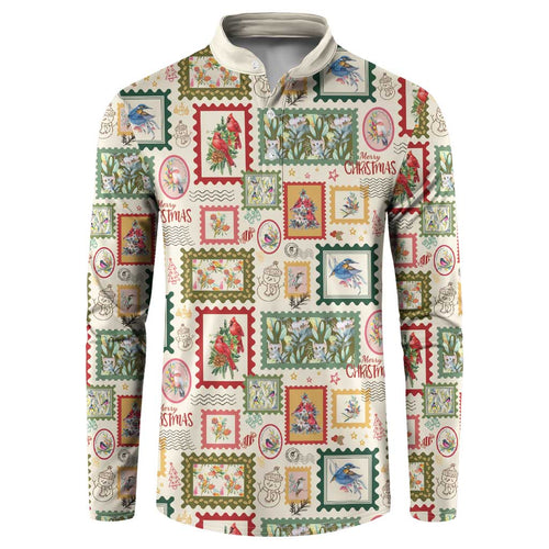 Aussie Birds Christmas La La Land Button Sweatshirt Beige Vintage Stamp Edition - Aussie Hoodie