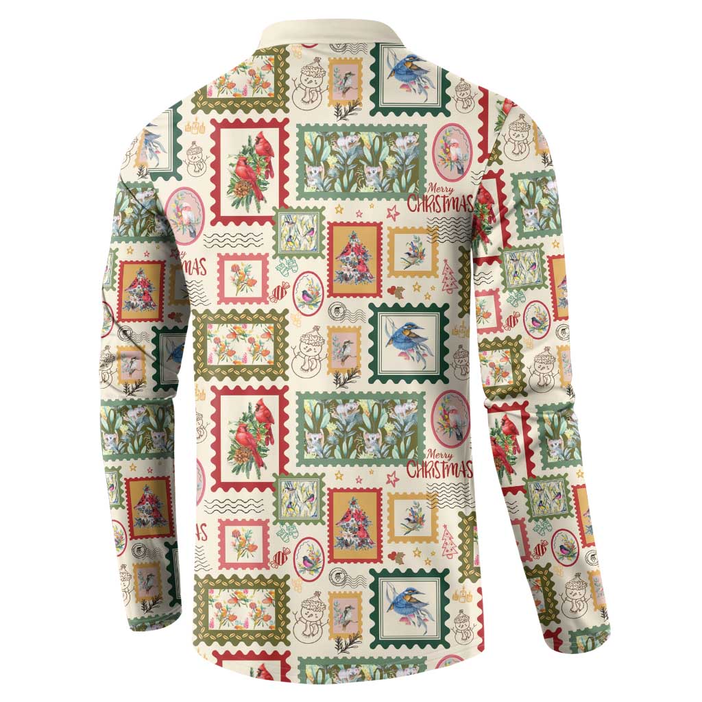 Aussie Birds Christmas La La Land Button Sweatshirt Beige Vintage Stamp Edition - Aussie Hoodie