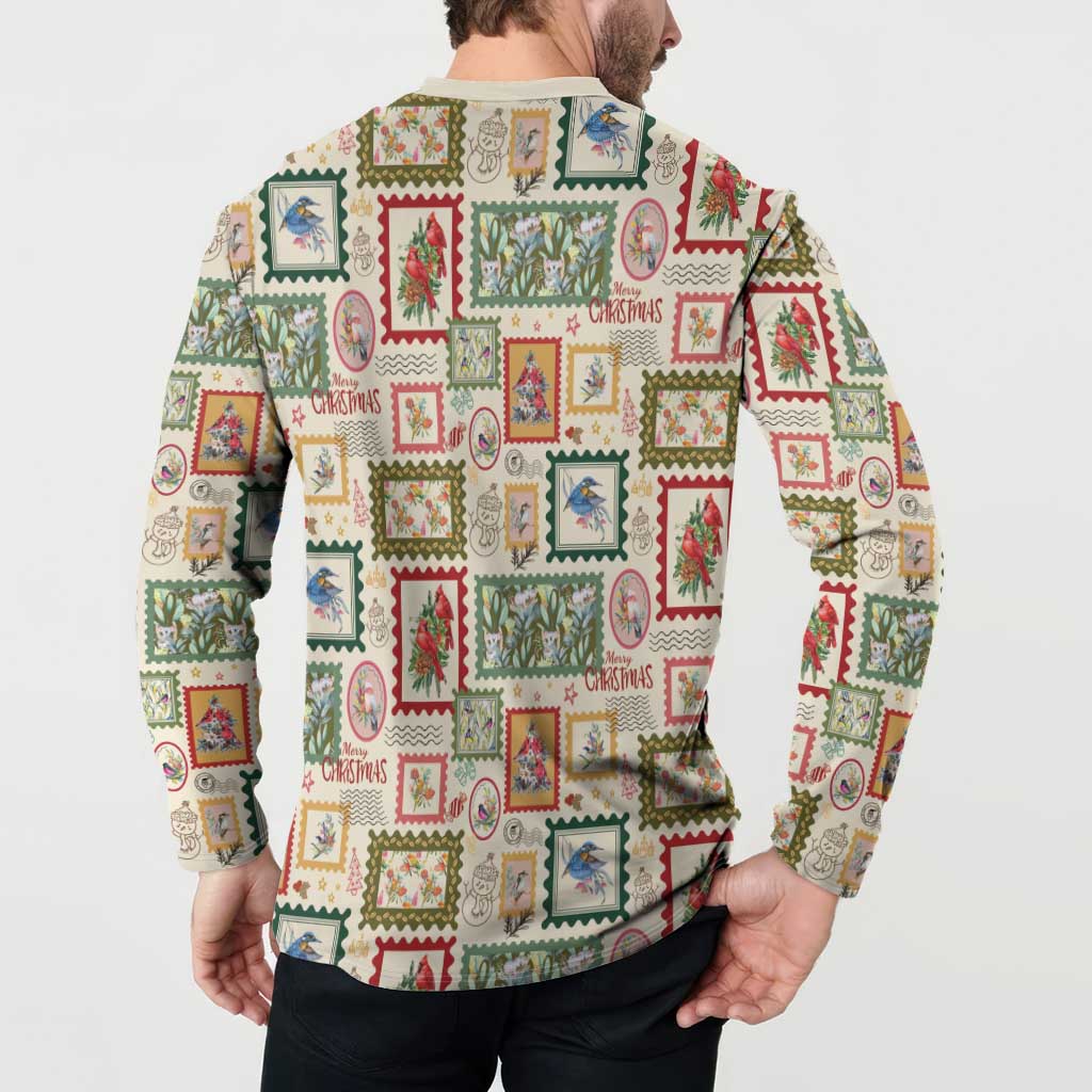 Aussie Birds Christmas La La Land Button Sweatshirt Beige Vintage Stamp Edition - Aussie Hoodie