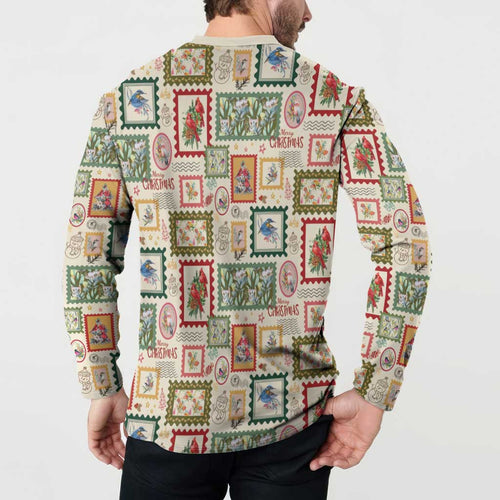 Aussie Birds Christmas La La Land Button Sweatshirt Beige Vintage Stamp Edition - Aussie Hoodie