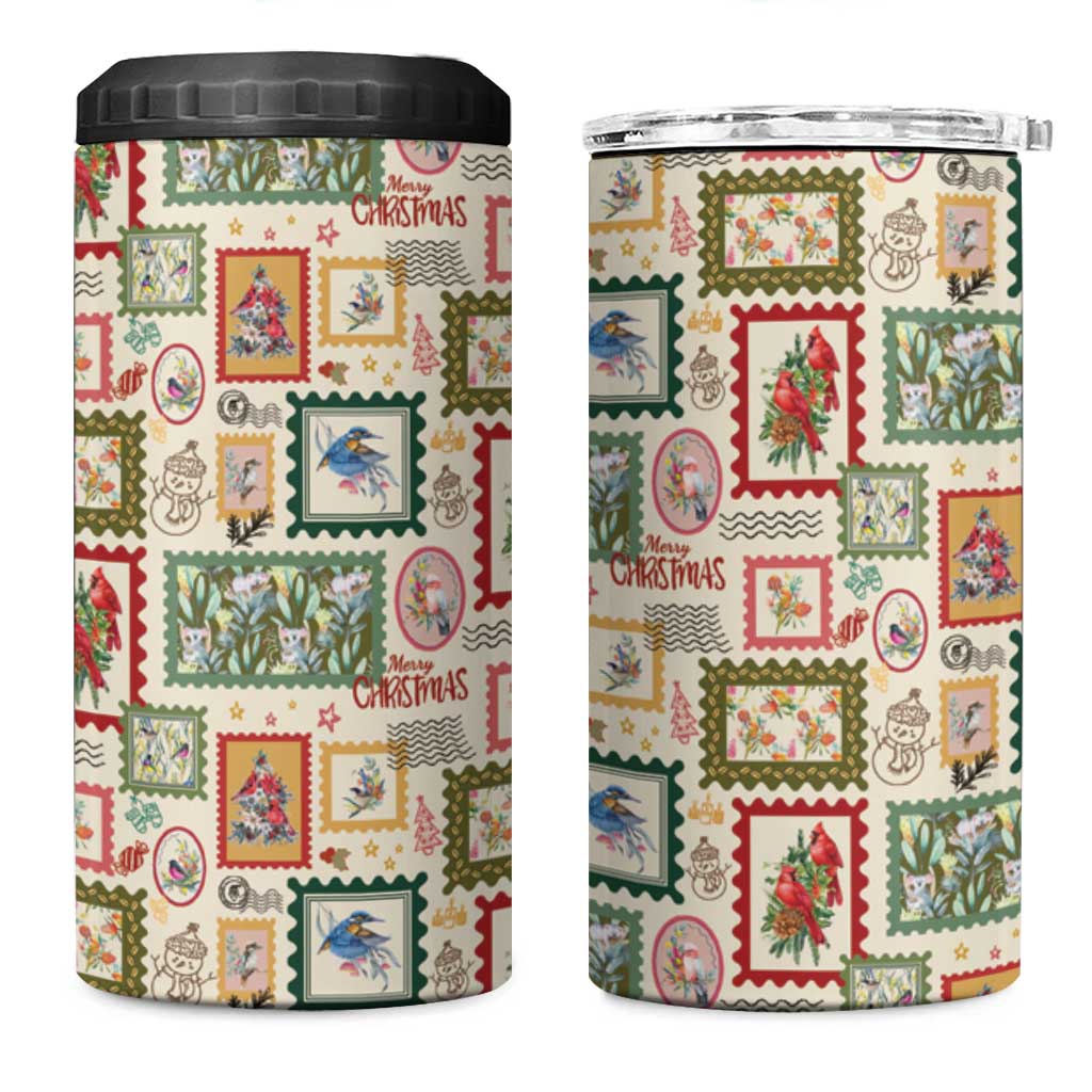 Aussie Birds Christmas La La Land 4 in 1 Can Cooler Tumbler Beige Vintage Stamp Edition - Aussie Hoodie