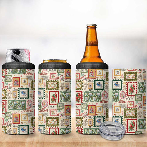Aussie Birds Christmas La La Land 4 in 1 Can Cooler Tumbler Beige Vintage Stamp Edition - Aussie Hoodie