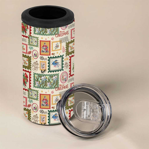 Aussie Birds Christmas La La Land 4 in 1 Can Cooler Tumbler Beige Vintage Stamp Edition - Aussie Hoodie