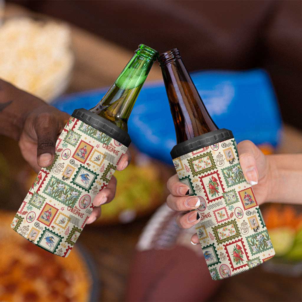 Aussie Birds Christmas La La Land 4 in 1 Can Cooler Tumbler Beige Vintage Stamp Edition - Aussie Hoodie
