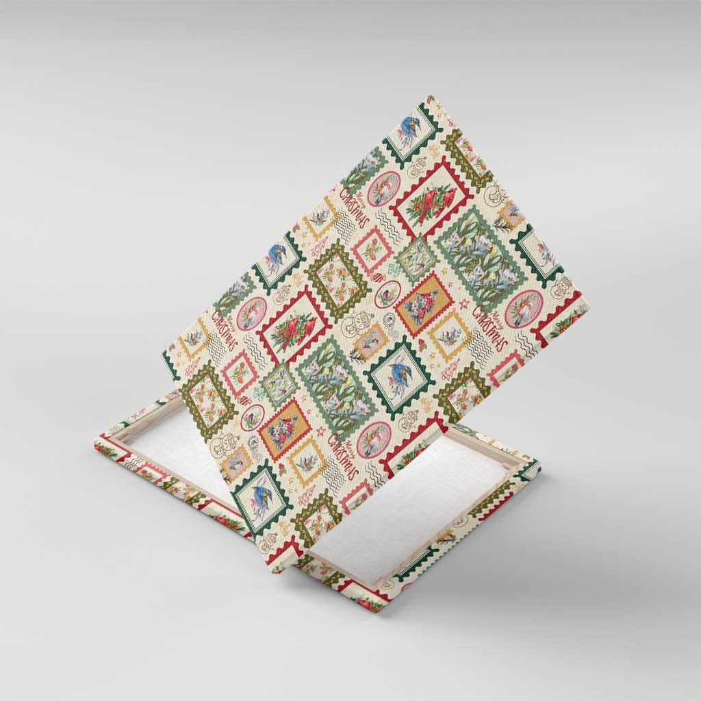 Aussie Birds Christmas La La Land Canvas Wall Art Beige Vintage Stamp Edition - Aussie Hoodie