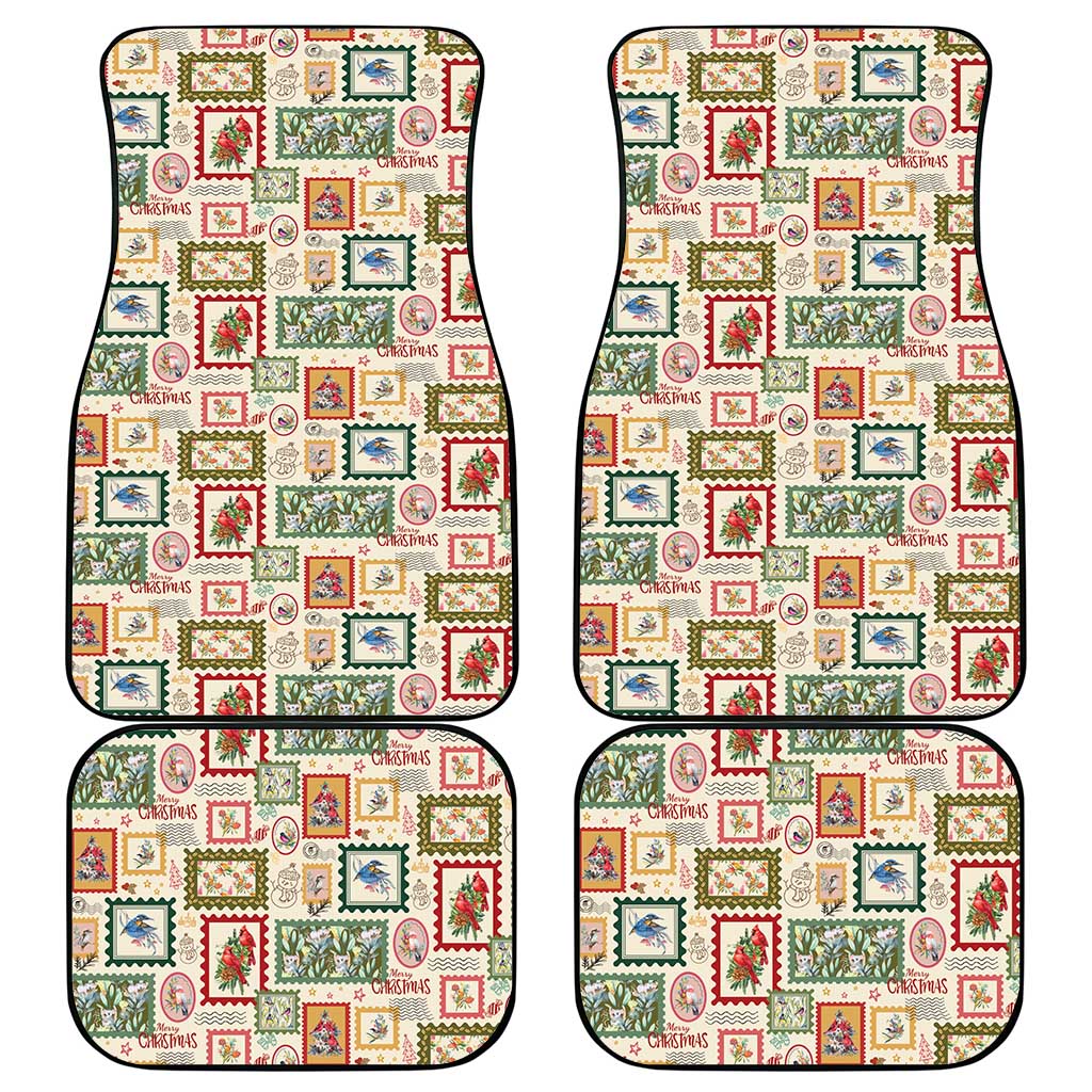 Aussie Birds Christmas La La Land Car Mats Beige Vintage Stamp Edition - Aussie Hoodie