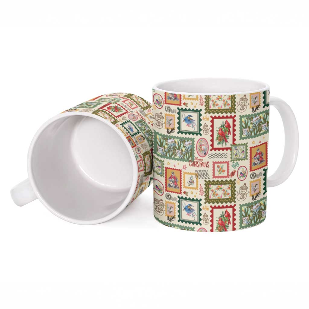 Aussie Birds Christmas La La Land Ceramic Mug Beige Vintage Stamp Edition - Aussie Hoodie