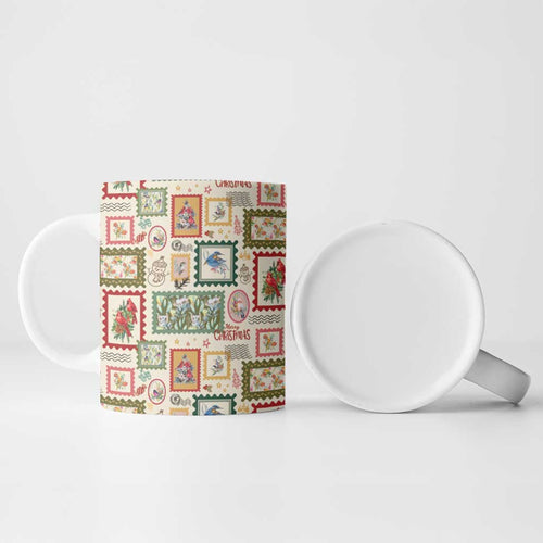 Aussie Birds Christmas La La Land Ceramic Mug Beige Vintage Stamp Edition - Aussie Hoodie