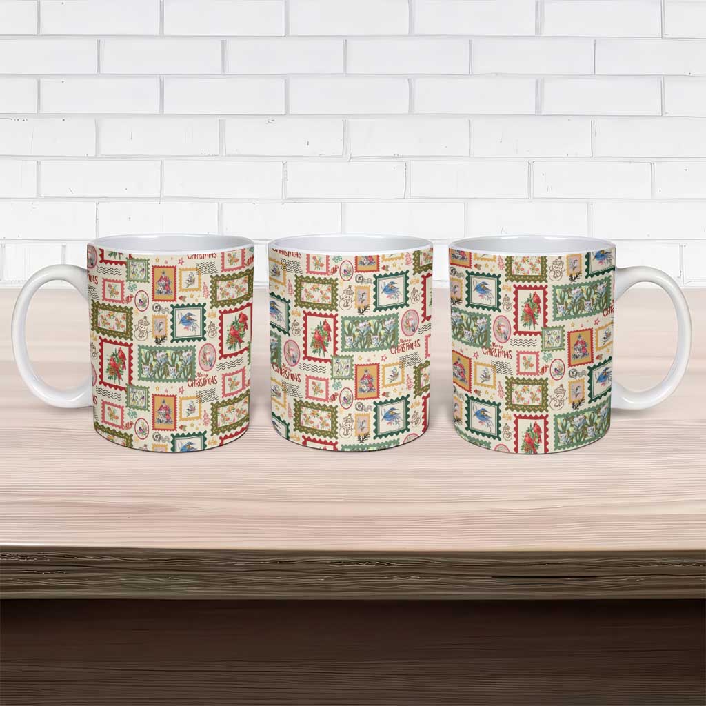 Aussie Birds Christmas La La Land Ceramic Mug Beige Vintage Stamp Edition - Aussie Hoodie