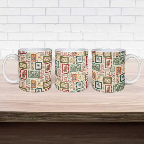 Aussie Birds Christmas La La Land Ceramic Mug Beige Vintage Stamp Edition - Aussie Hoodie