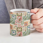 Aussie Birds Christmas La La Land Ceramic Mug Beige Vintage Stamp Edition - Aussie Hoodie
