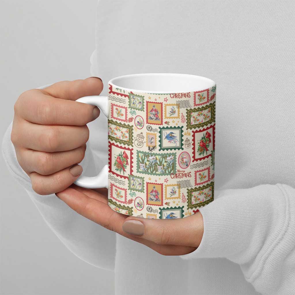 Aussie Birds Christmas La La Land Ceramic Mug Beige Vintage Stamp Edition - Aussie Hoodie