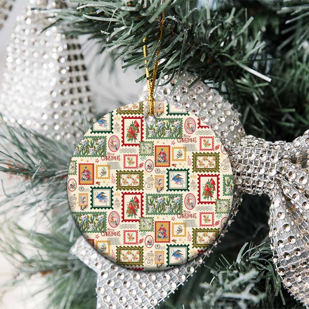 Aussie Birds Christmas La La Land Ceramic Ornament Beige Vintage Stamp Edition - Aussie Hoodie