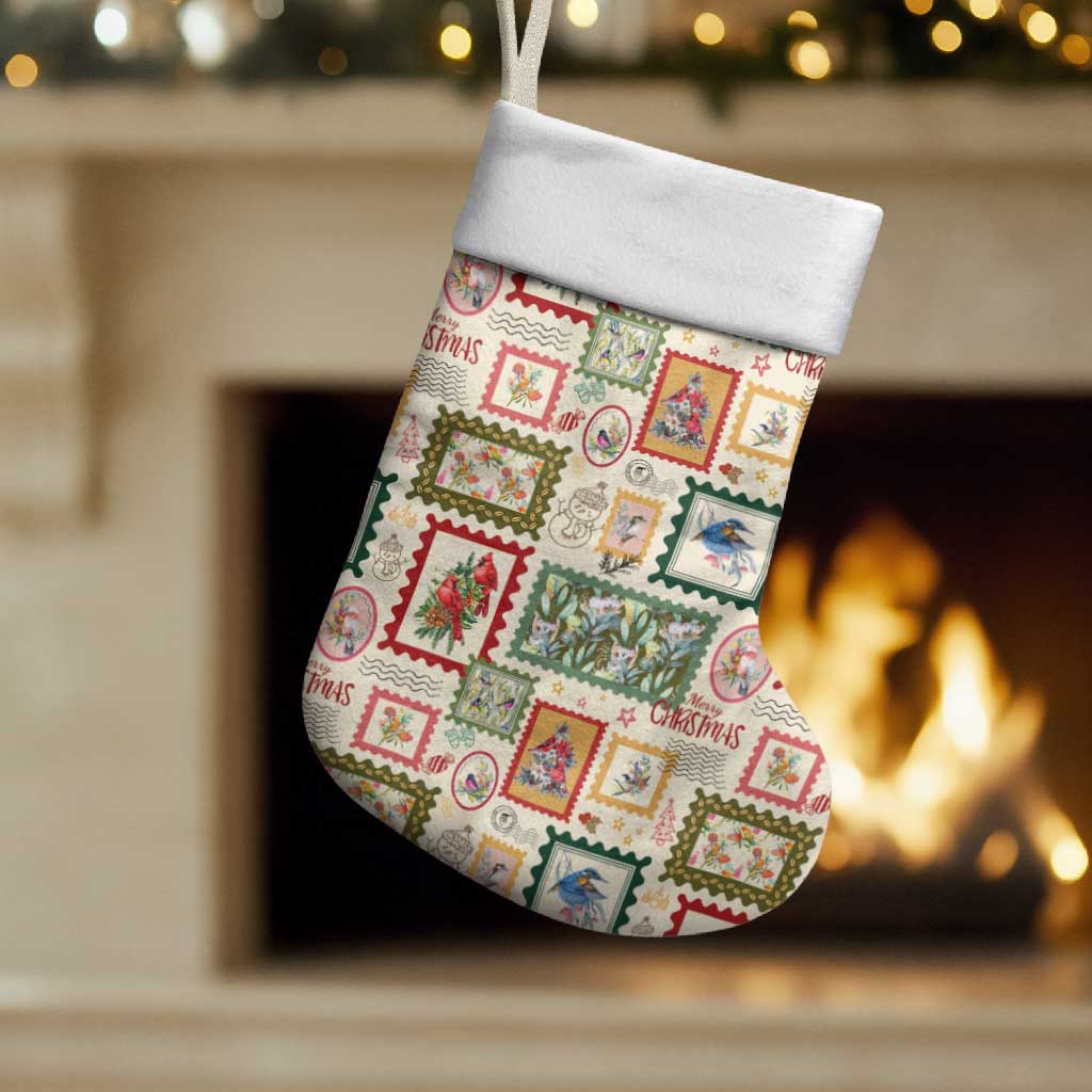 Aussie Birds Christmas La La Land Christmas Stocking Beige Vintage Stamp Edition - Aussie Hoodie