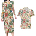 Aussie Birds Christmas La La Land Couples Matching Long Sleeve Bodycon Dress and Hawaiian Shirt Beige Vintage Stamp Edition - Aussie Hoodie