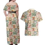 Aussie Birds Christmas La La Land Couples Matching Off Shoulder Maxi Dress and Hawaiian Shirt Beige Vintage Stamp Edition - Aussie Hoodie