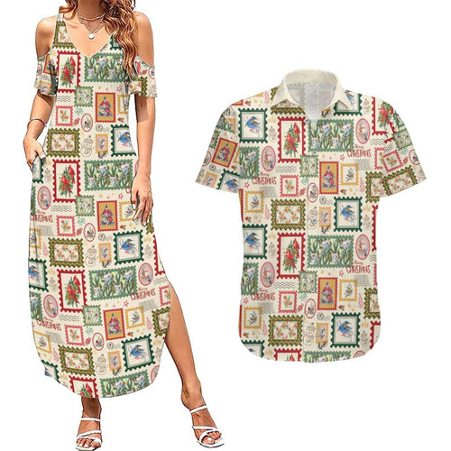 Aussie Birds Christmas La La Land Couples Matching Summer Maxi Dress and Hawaiian Shirt Beige Vintage Stamp Edition - Aussie Hoodie
