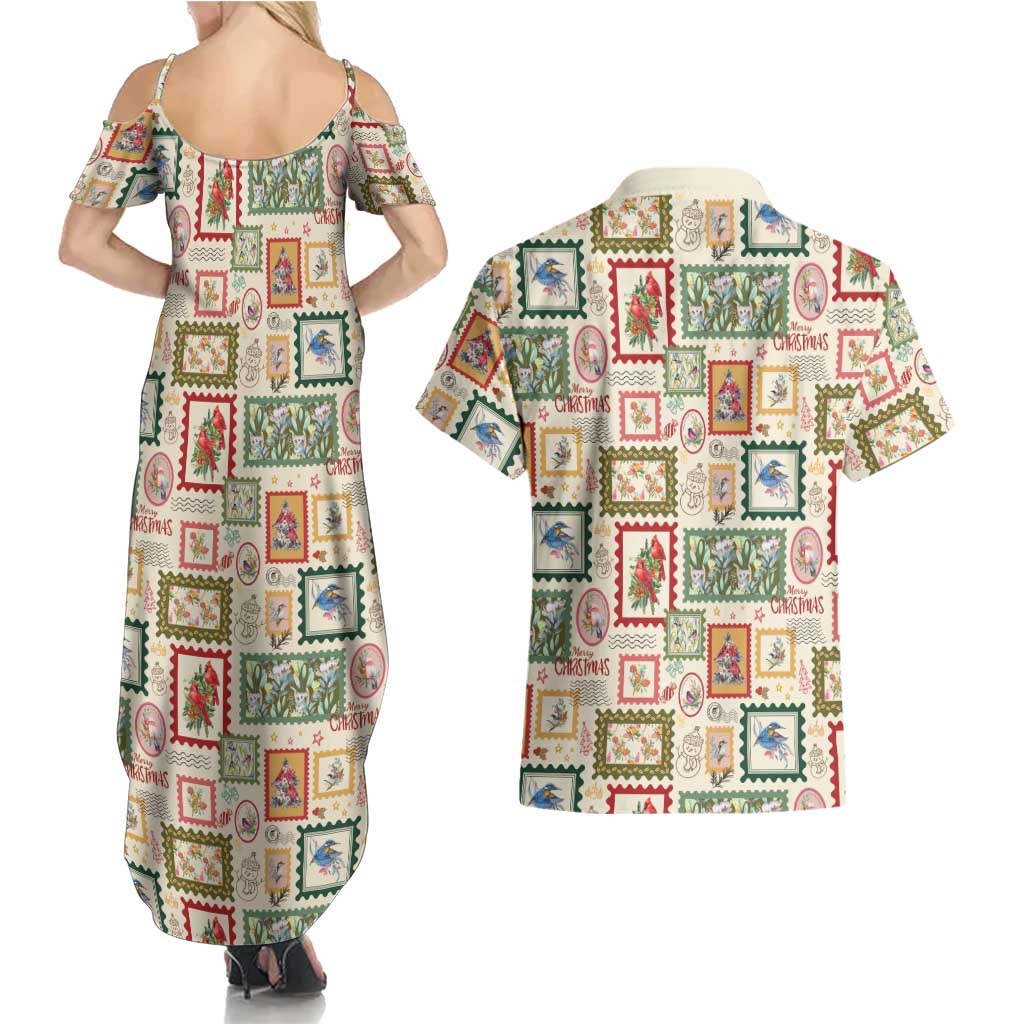 Aussie Birds Christmas La La Land Couples Matching Summer Maxi Dress and Hawaiian Shirt Beige Vintage Stamp Edition - Aussie Hoodie