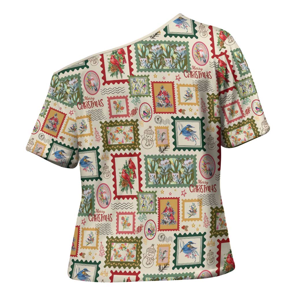 Aussie Birds Christmas La La Land Cross Shoulder Shirt Beige Vintage Stamp Edition - Aussie Hoodie