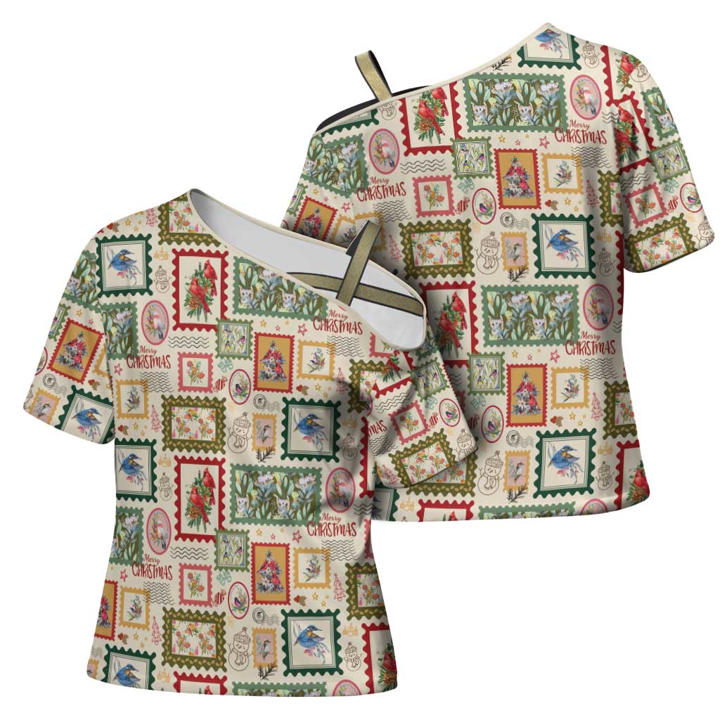 Aussie Birds Christmas La La Land Cross Shoulder Shirt Beige Vintage Stamp Edition - Aussie Hoodie