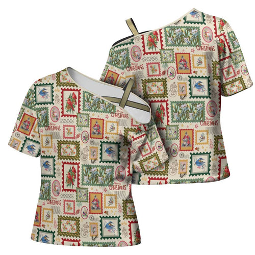 Aussie Birds Christmas La La Land Cross Shoulder Shirt Beige Vintage Stamp Edition - Aussie Hoodie