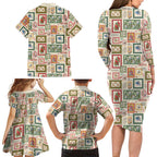 Aussie Birds Christmas La La Land Family Matching Long Sleeve Bodycon Dress and Hawaiian Shirt Beige Vintage Stamp Edition - Aussie Hoodie