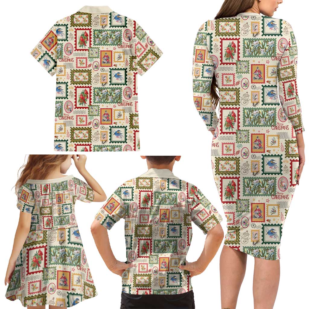 Aussie Birds Christmas La La Land Family Matching Long Sleeve Bodycon Dress and Hawaiian Shirt Beige Vintage Stamp Edition - Aussie Hoodie