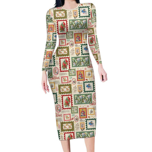 Aussie Birds Christmas La La Land Family Matching Long Sleeve Bodycon Dress and Hawaiian Shirt Beige Vintage Stamp Edition - Aussie Hoodie