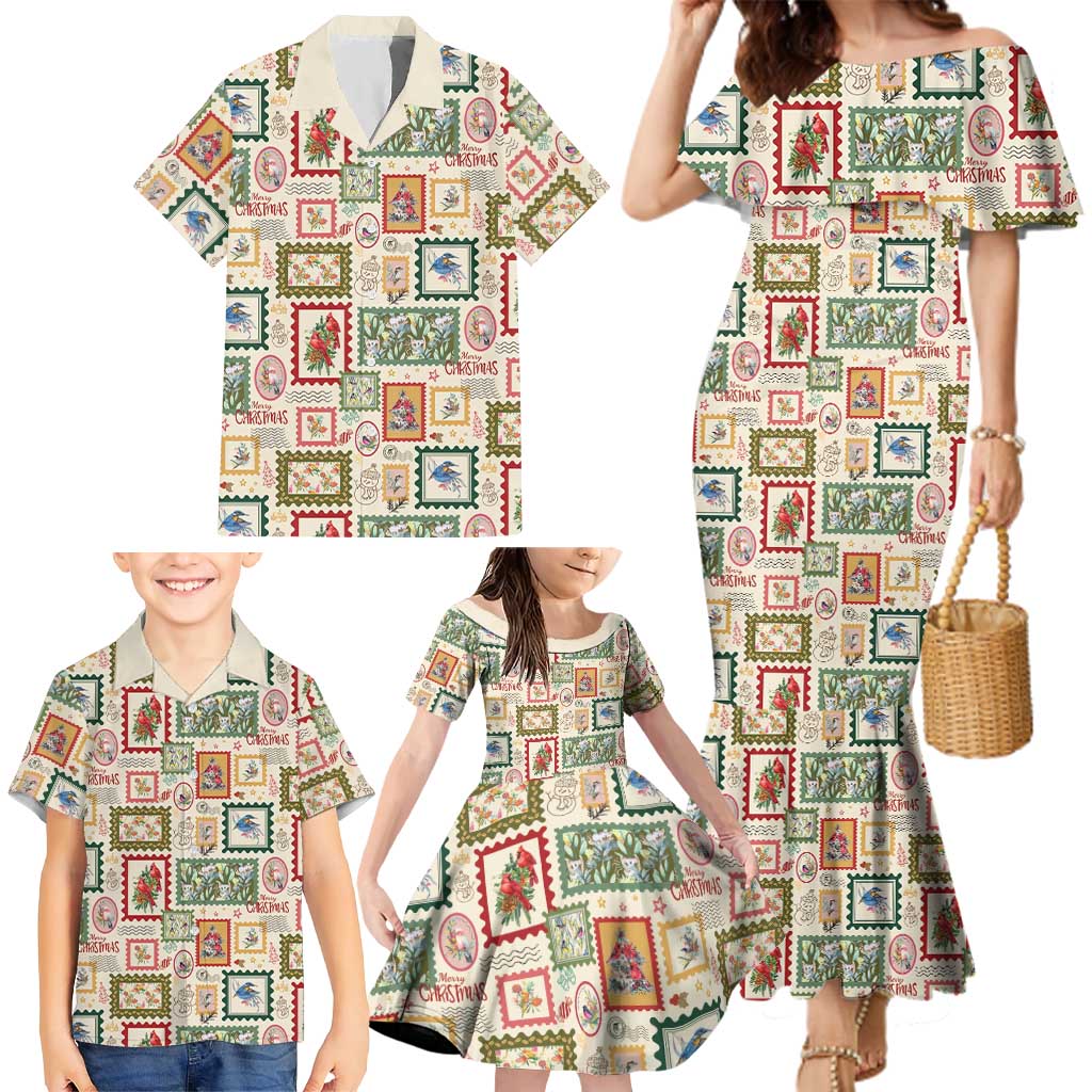 Aussie Birds Christmas La La Land Family Matching Mermaid Dress and Hawaiian Shirt Beige Vintage Stamp Edition - Aussie Hoodie