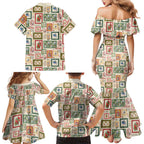 Aussie Birds Christmas La La Land Family Matching Mermaid Dress and Hawaiian Shirt Beige Vintage Stamp Edition - Aussie Hoodie