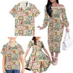 Aussie Birds Christmas La La Land Family Matching Off The Shoulder Long Sleeve Dress and Hawaiian Shirt Beige Vintage Stamp Edition - Aussie Hoodie