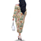 Aussie Birds Christmas La La Land Family Matching Off The Shoulder Long Sleeve Dress and Hawaiian Shirt Beige Vintage Stamp Edition - Aussie Hoodie