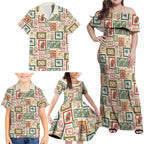 Aussie Birds Christmas La La Land Family Matching Off Shoulder Maxi Dress and Hawaiian Shirt Beige Vintage Stamp Edition - Aussie Hoodie