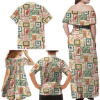 Aussie Birds Christmas La La Land Family Matching Off Shoulder Maxi Dress and Hawaiian Shirt Beige Vintage Stamp Edition - Aussie Hoodie