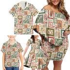 Aussie Birds Christmas La La Land Family Matching Off Shoulder Short Dress and Hawaiian Shirt Beige Vintage Stamp Edition - Aussie Hoodie