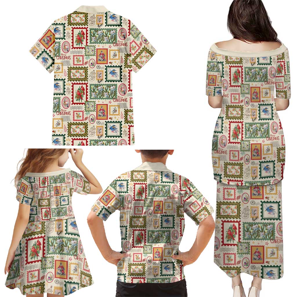 Aussie Birds Christmas La La Land Family Matching Puletasi and Hawaiian Shirt Beige Vintage Stamp Edition - Aussie Hoodie