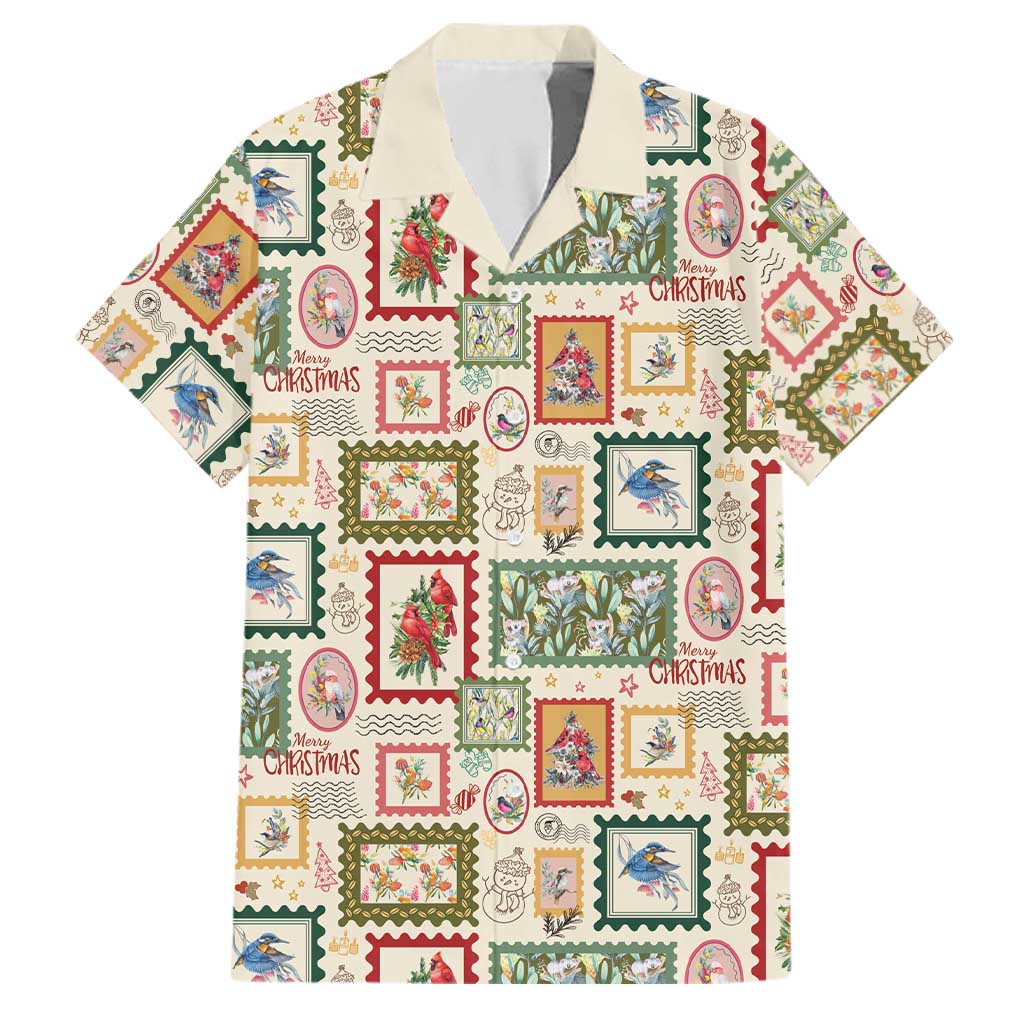 Aussie Birds Christmas La La Land Family Matching Puletasi and Hawaiian Shirt Beige Vintage Stamp Edition - Aussie Hoodie