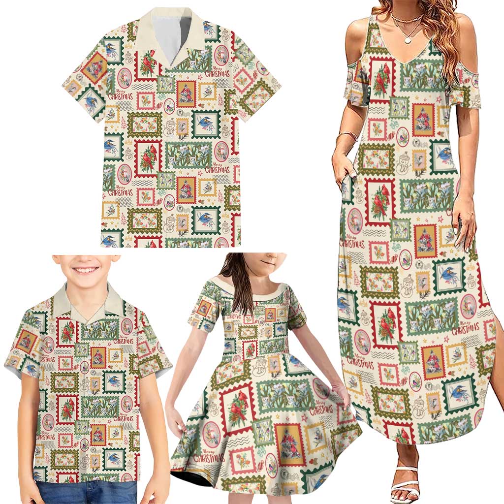 Aussie Birds Christmas La La Land Family Matching Summer Maxi Dress and Hawaiian Shirt Beige Vintage Stamp Edition - Aussie Hoodie