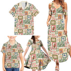 Aussie Birds Christmas La La Land Family Matching Summer Maxi Dress and Hawaiian Shirt Beige Vintage Stamp Edition - Aussie Hoodie