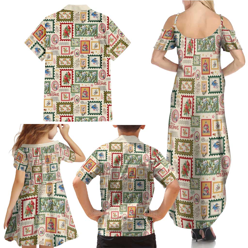 Aussie Birds Christmas La La Land Family Matching Summer Maxi Dress and Hawaiian Shirt Beige Vintage Stamp Edition - Aussie Hoodie